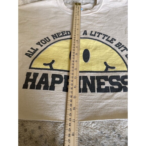 Junk Food Cropped Sweatshirt All You Need Is A Little Bit‎ Of Happiness Beige SM - Picture 11 of 14